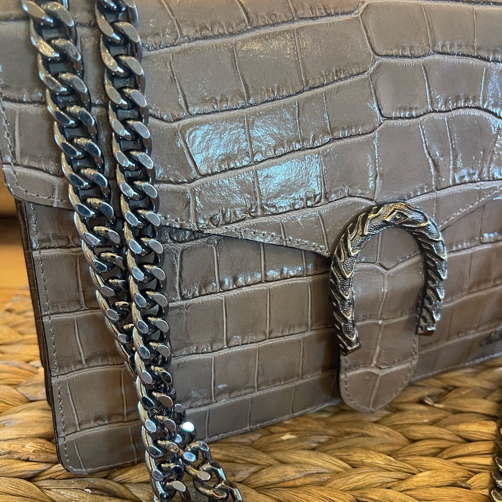 Marina Galanti Chic Crocodile-Embossed Chain Shoulder Bag Made in Italy - Picture 2 of 6